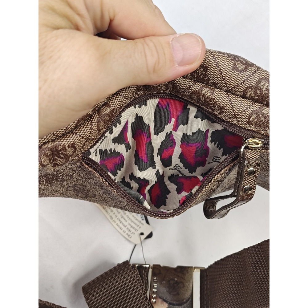 GUESS Renee Mini SI248712 Brown Logo Monogram Fanny Pack Belt Bag NWT - Picture 6 of 14